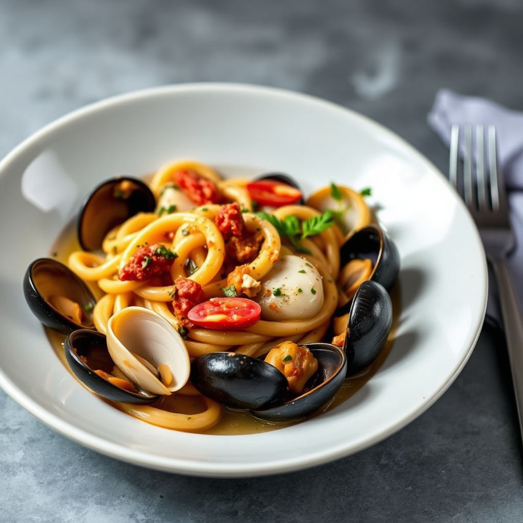 Conchiglie med blåskjell og muslinger