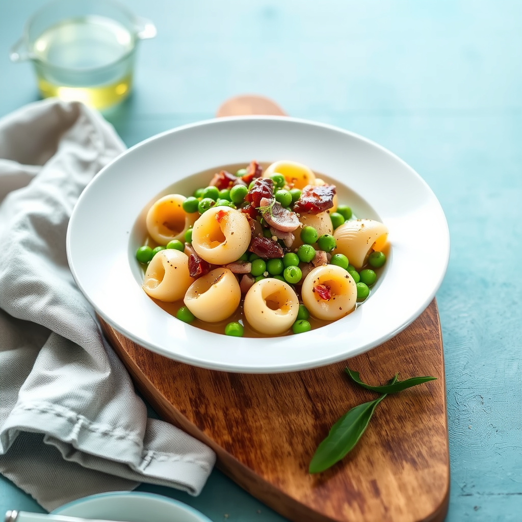 Conchiglie med guanciale og erter