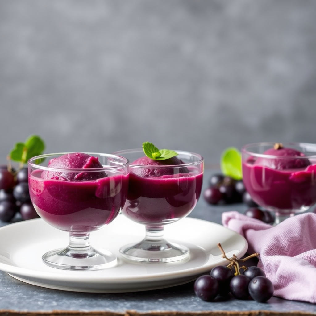 Concord-druesorbet (Sorbetto di Uva)