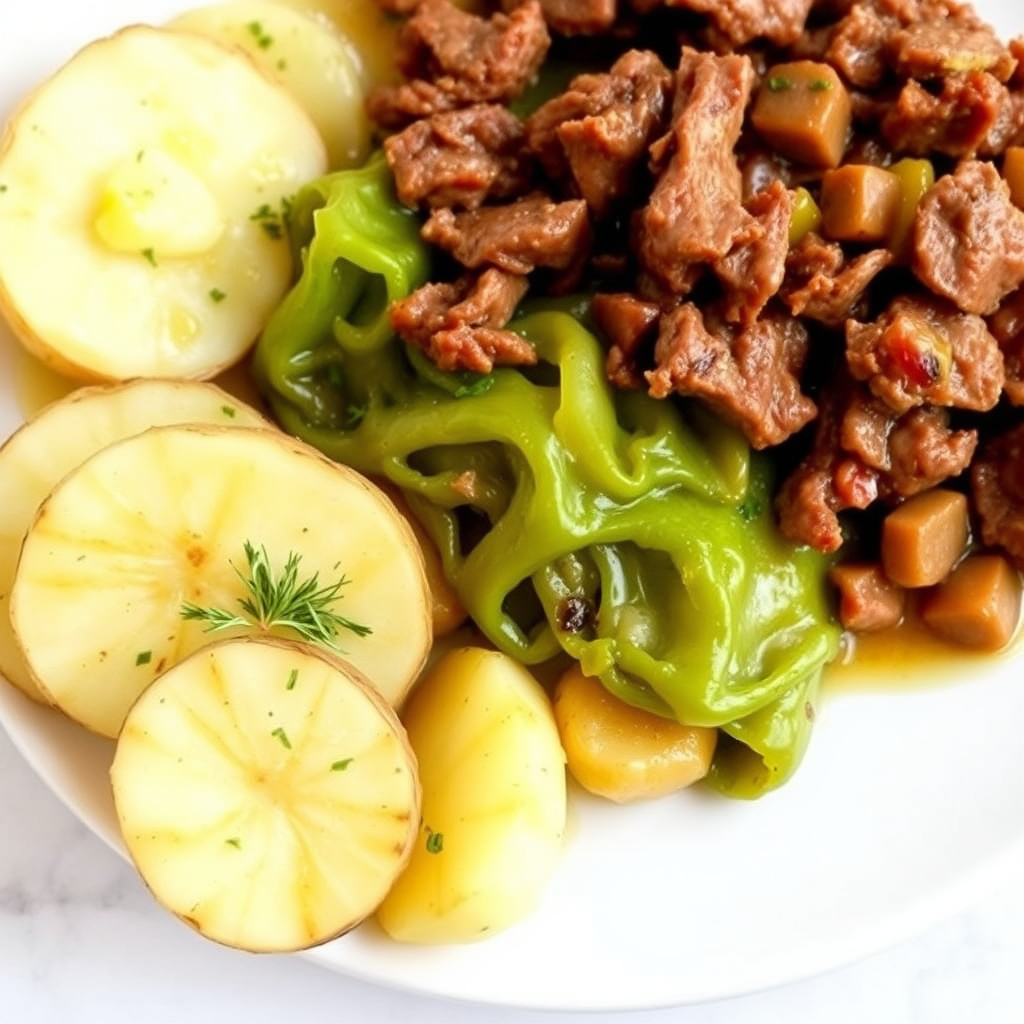 Corned Beef og kål med urtesmørsmørpoteter