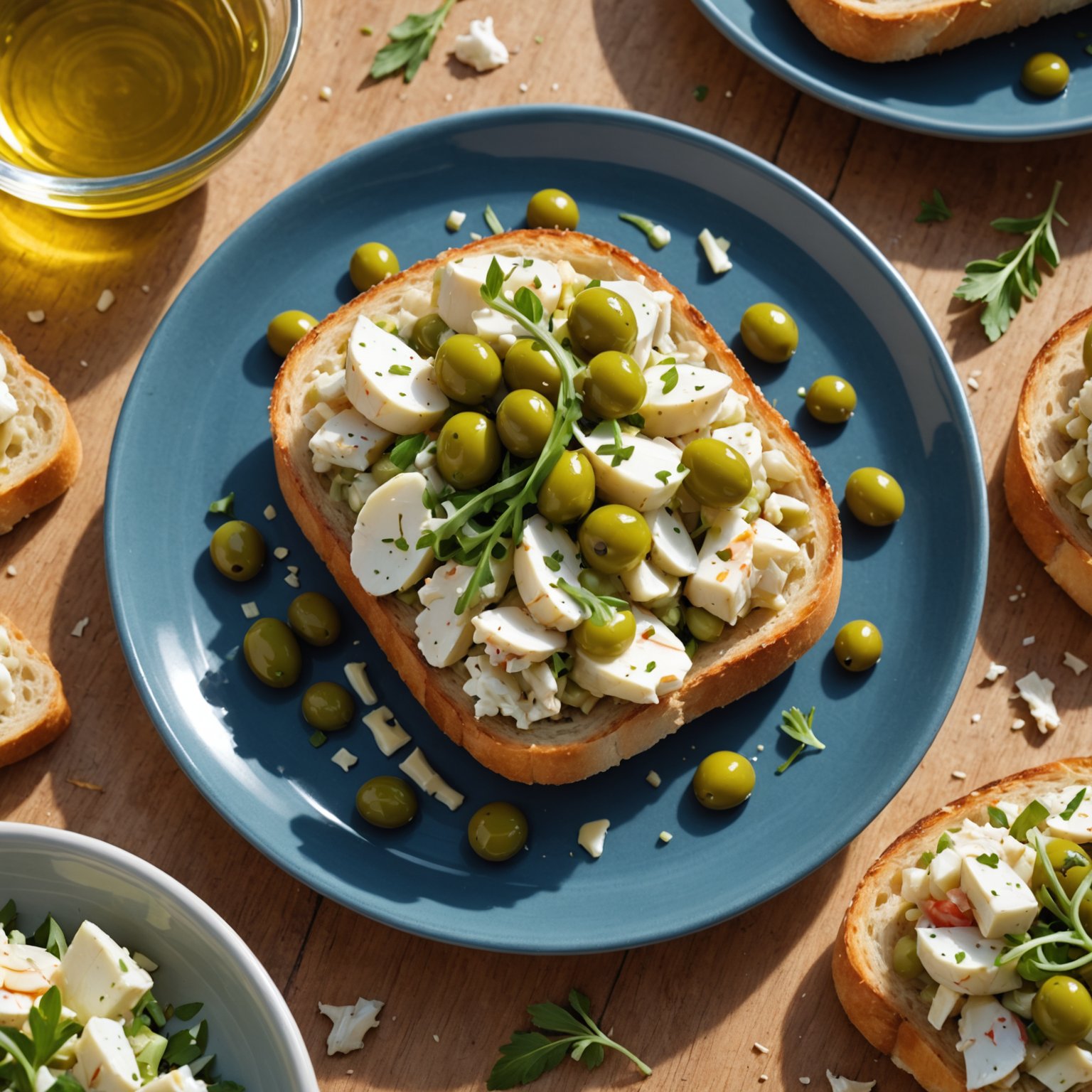 Crostini med lump crabsalat og ekstra jomfru olivenolje