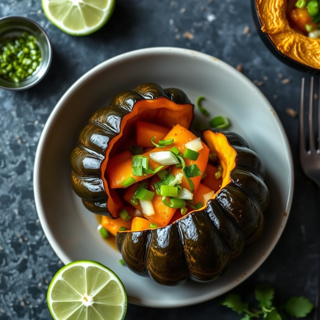 Dampet akersquash med lime og vårløk