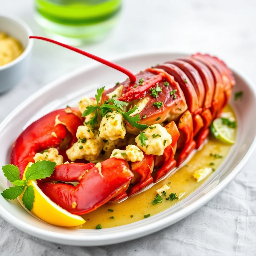 Dampet hummer med charmoula-smør