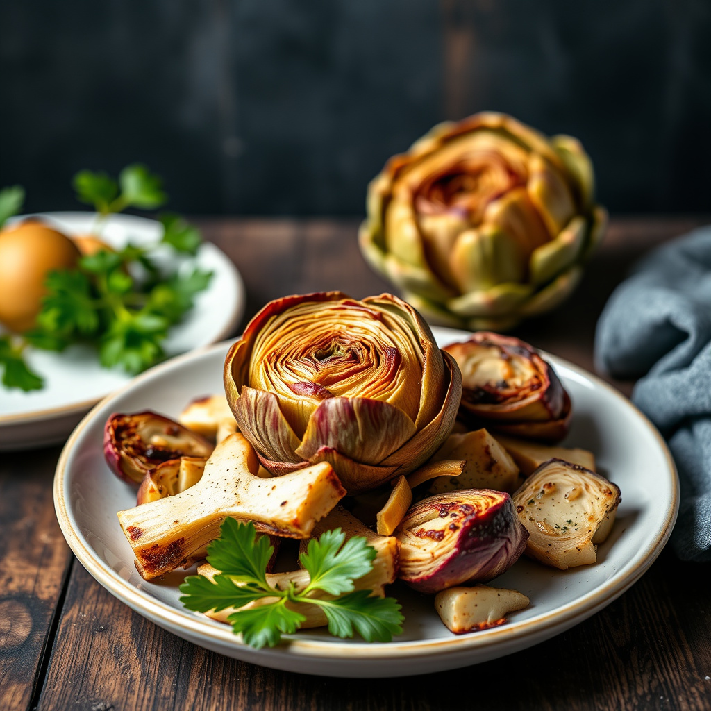 Dampede artisjokker med pesto og brødsmuler