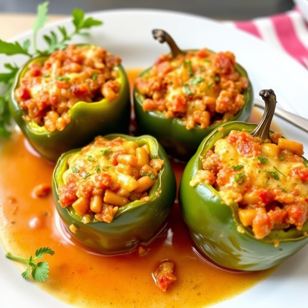 Di sine fylte grønne paprika