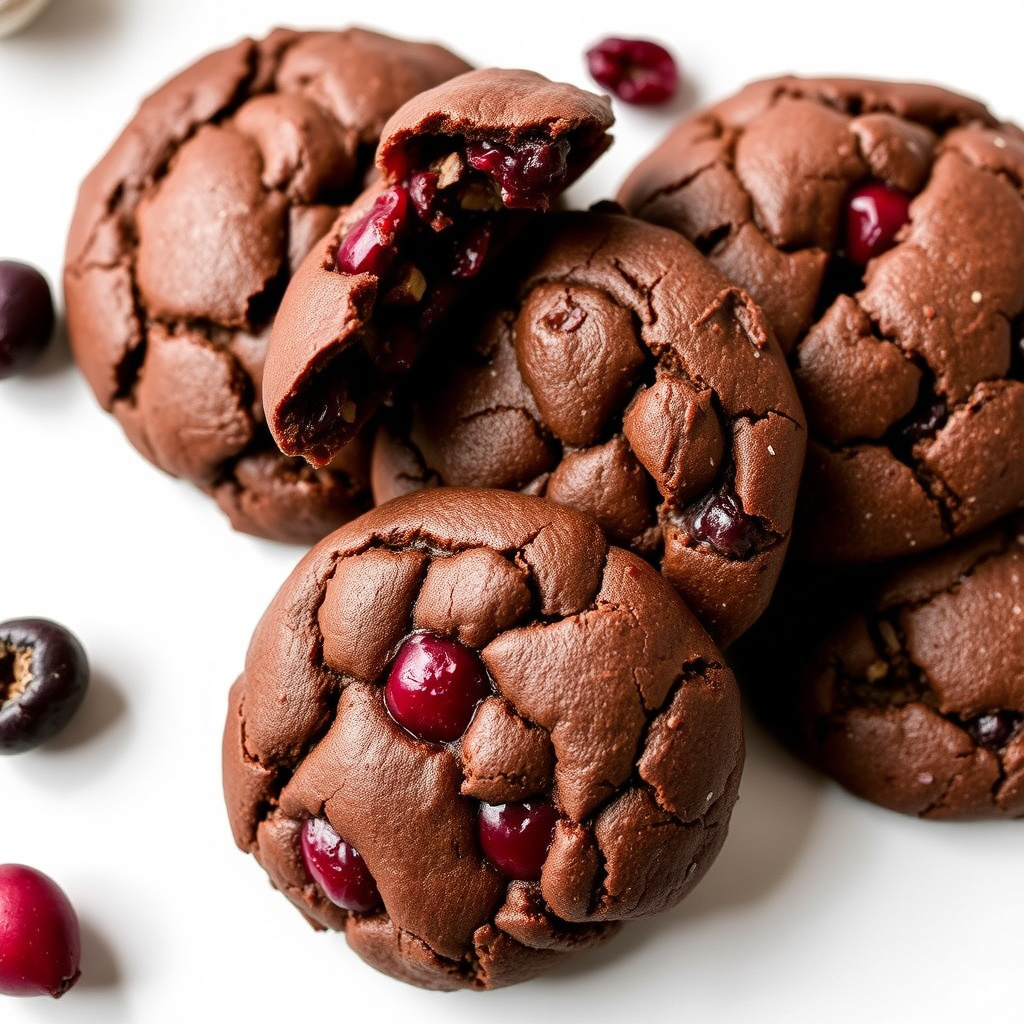 Dobbel sjokoladekjeks med tranebær og pekannøtter