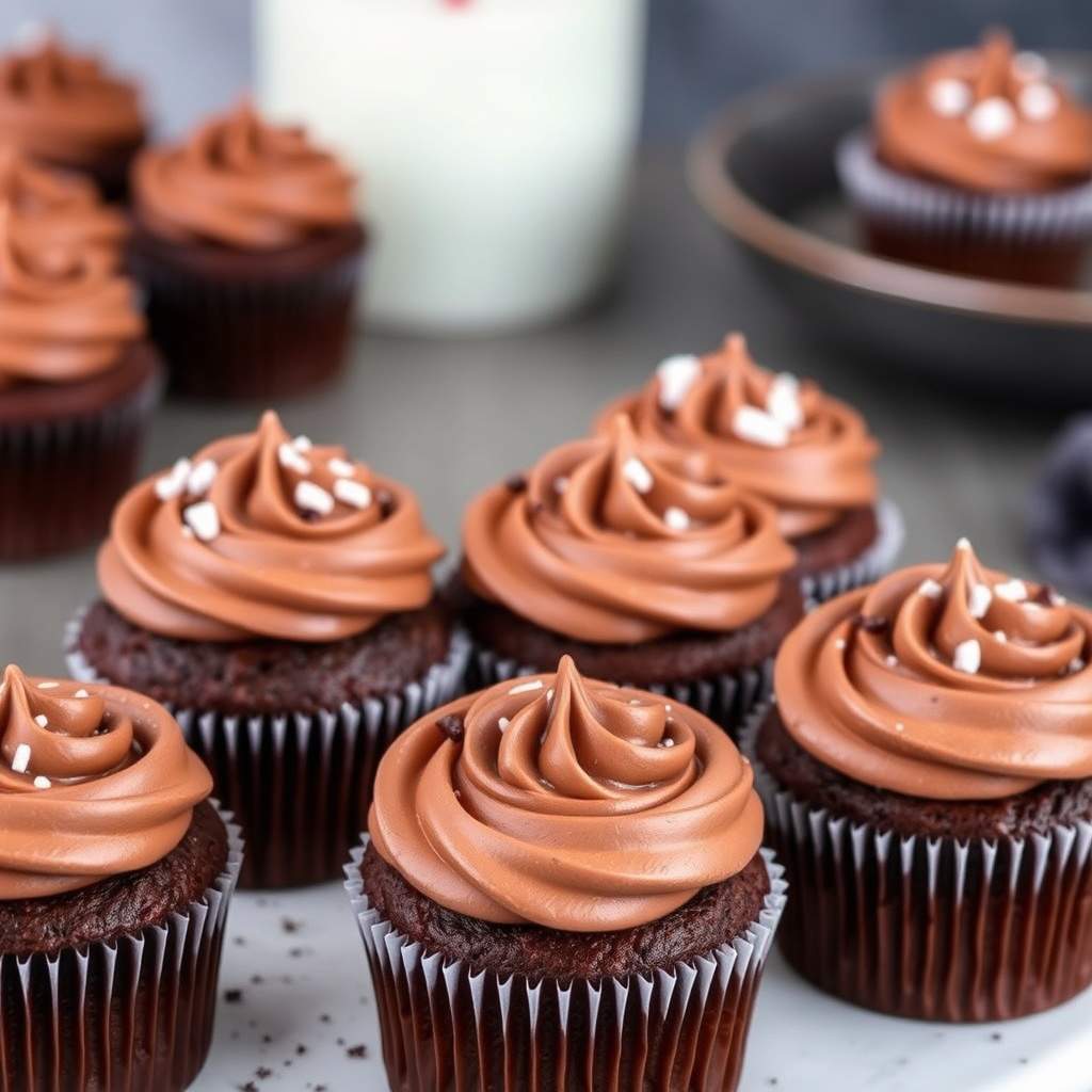 Dobbeltsjokoladecupcakes med saltet chiafrøpuddingglasur