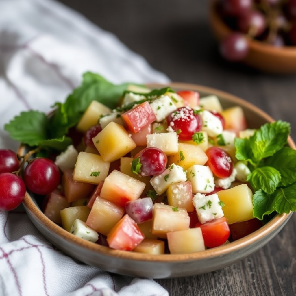 Frisk druesalat med kremost og pekannøtter