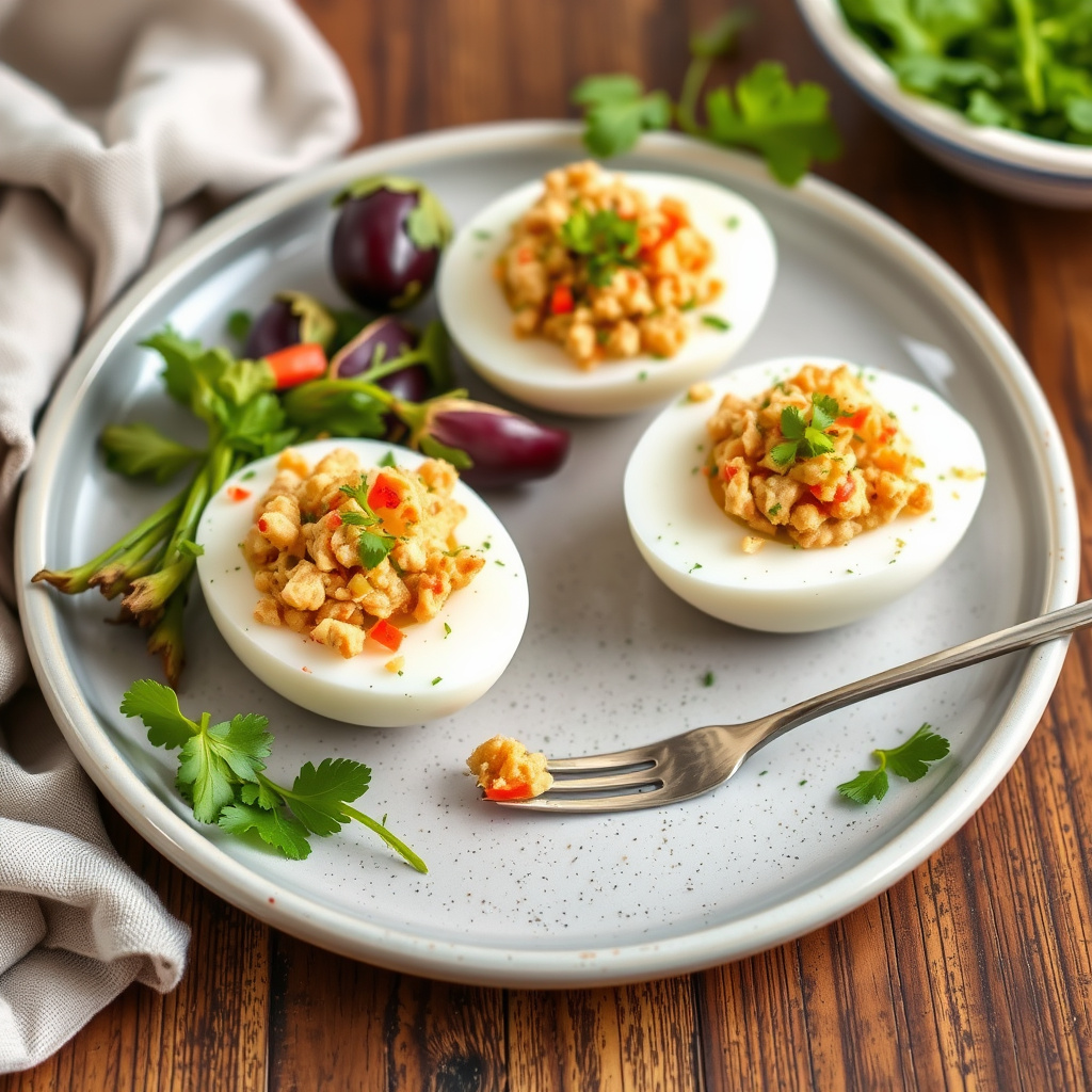 Egg fylt med tunfisk