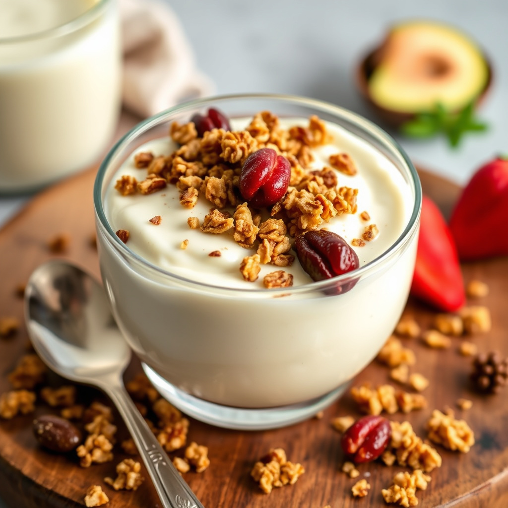 Eggepudding-yogurt med granola