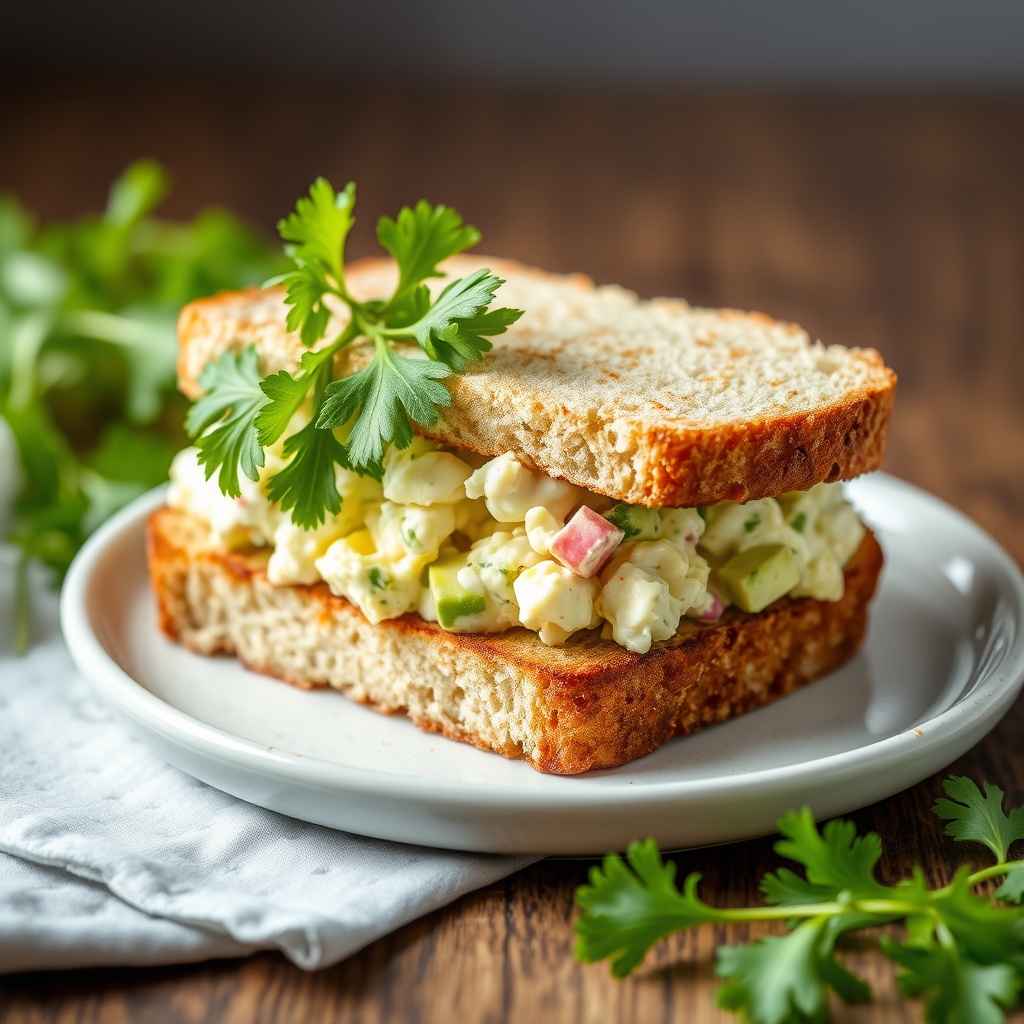 Eggerøre-sandwich med avocado og vannkresse