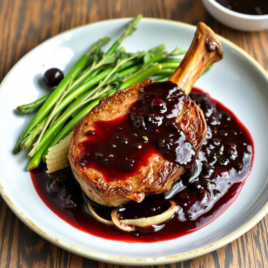 Elk Chop i bjørnebærportsaus