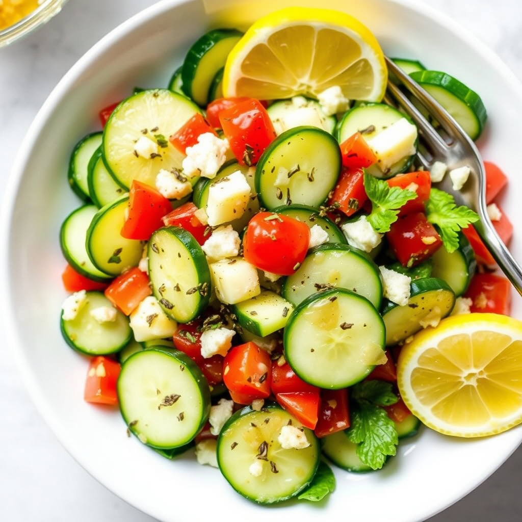 En enkel sitron- og dillagurk salat