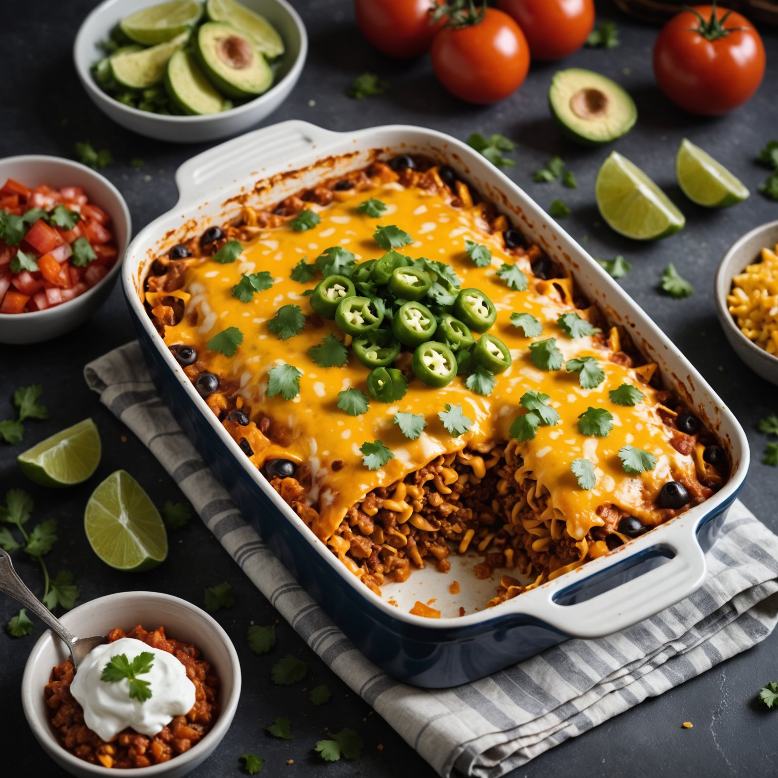 Enchiladagrateng med kjøttdeig og ost