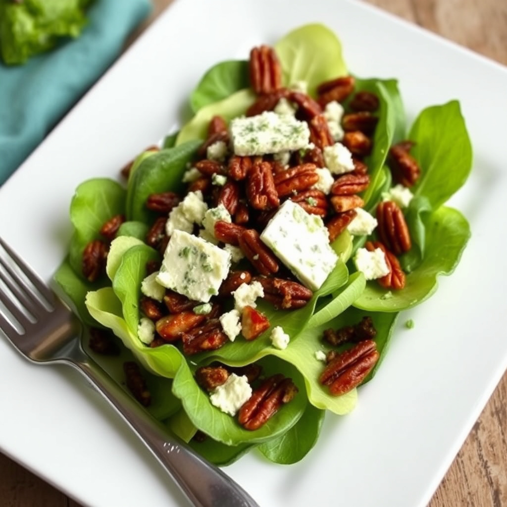 Endivesalat med kandiserte pekannøtter og Maytag-blåost