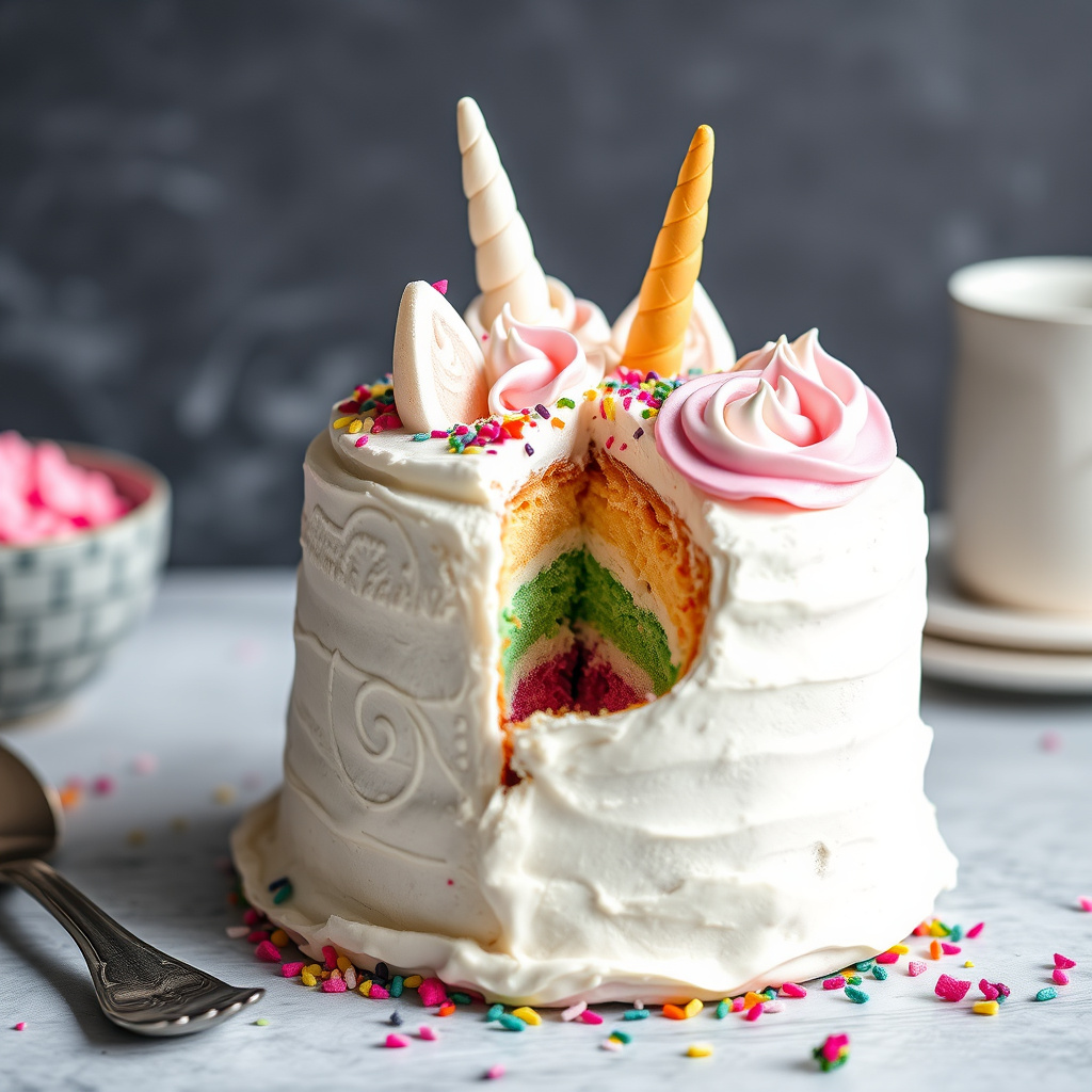 Enhjørning iskremkake