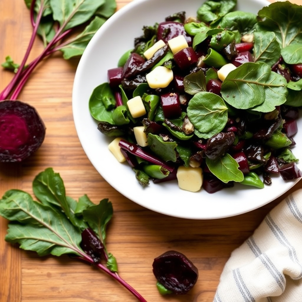 Enkle og deilige rødbetblader med hvitløk og sitron
