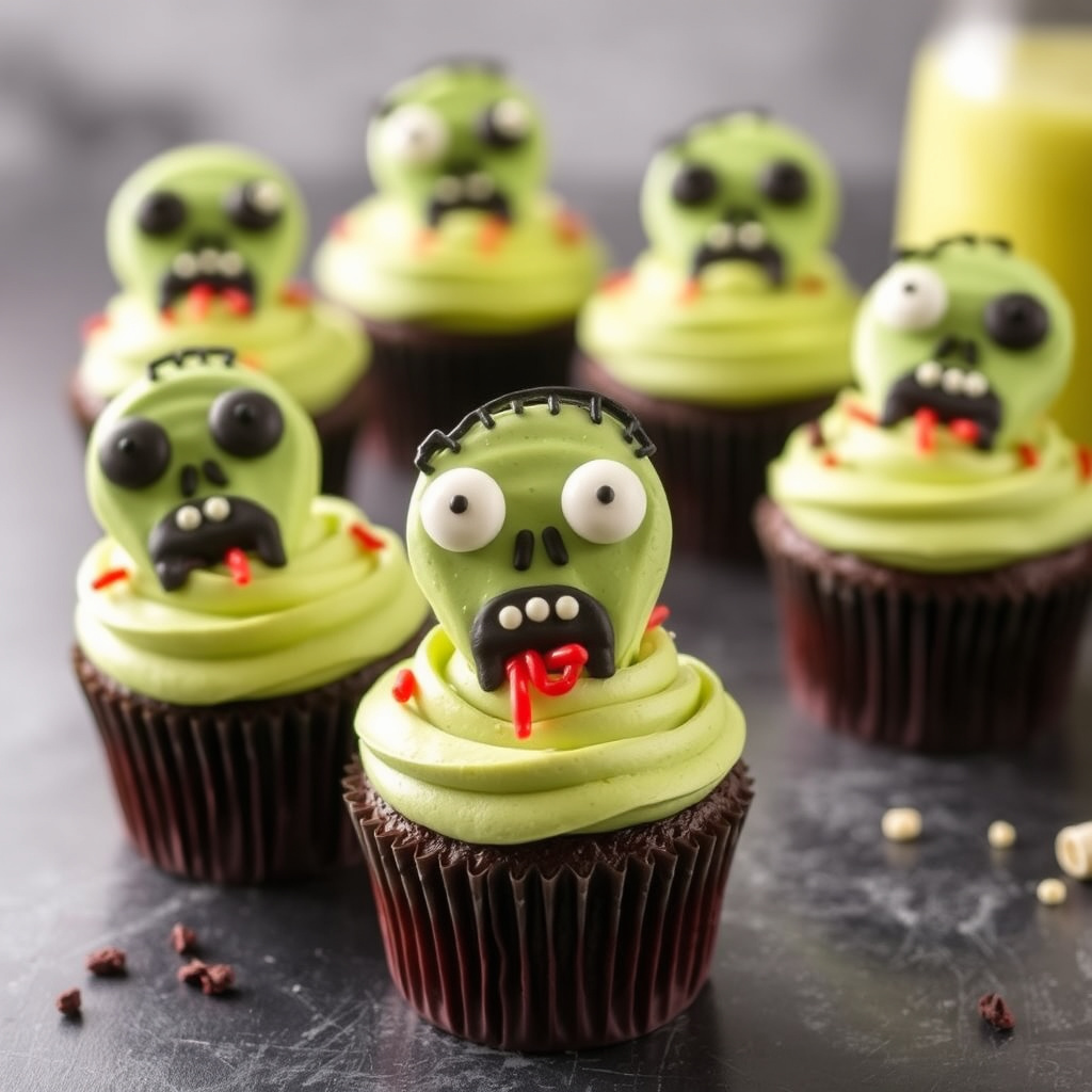 Enkle zombie-cupcakes