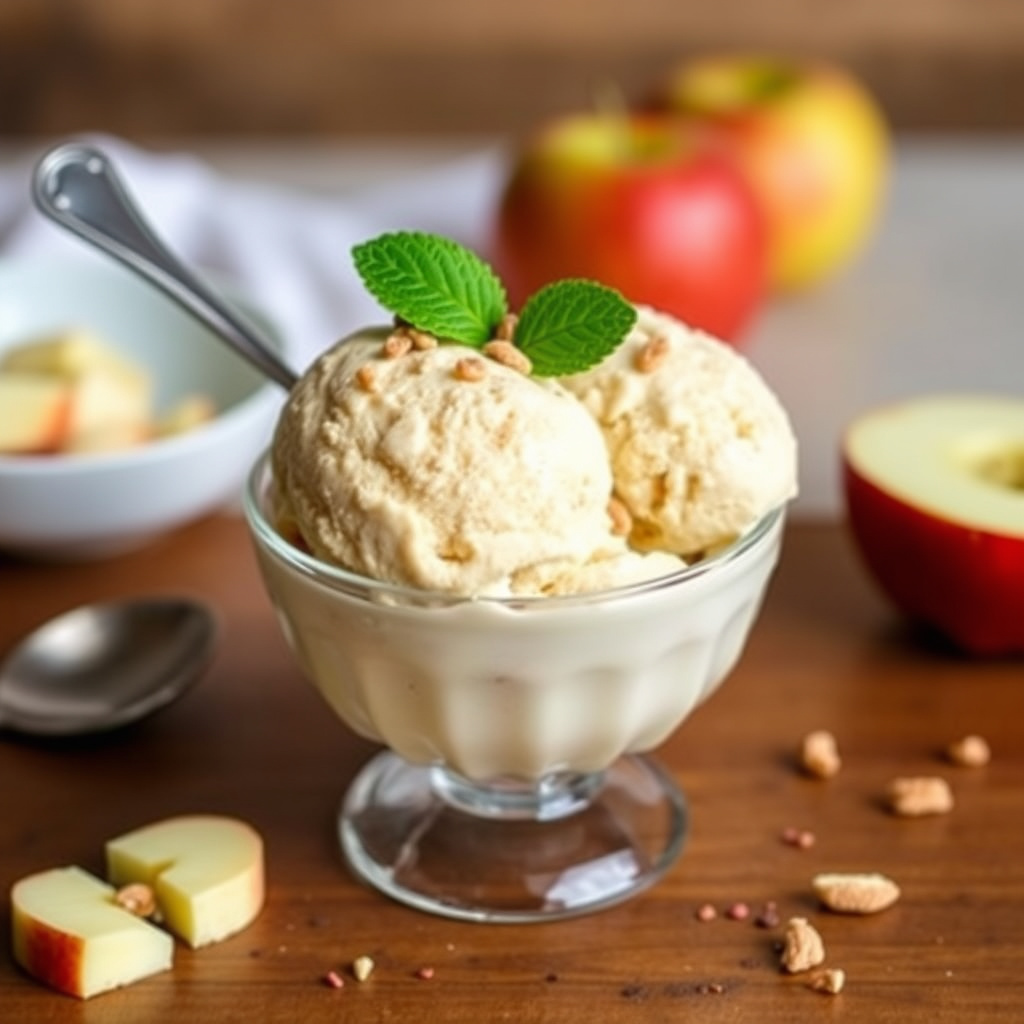 Eple- og ingefærkjeksis med iskrem