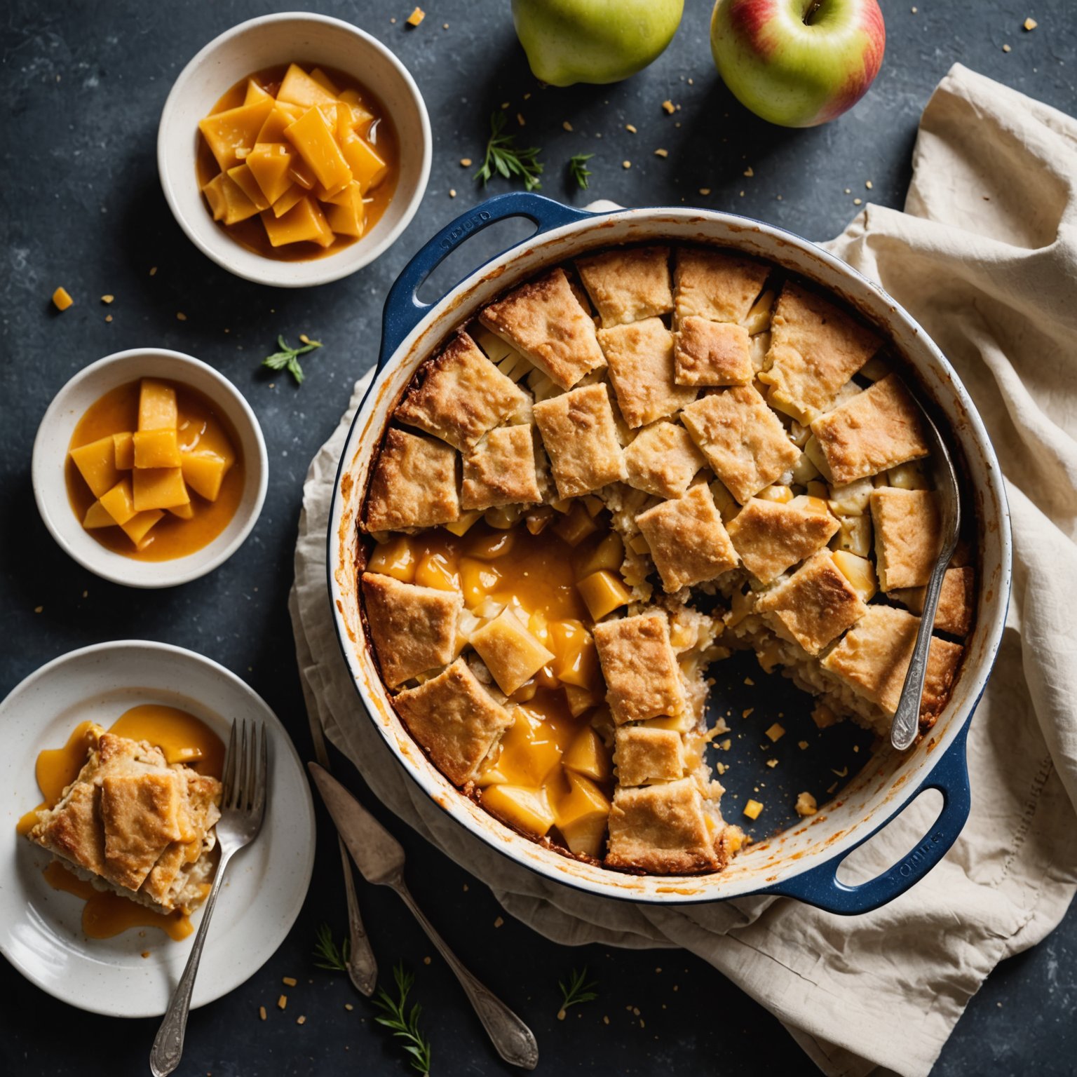 Eple- og pærecobbler med cheddar-topping