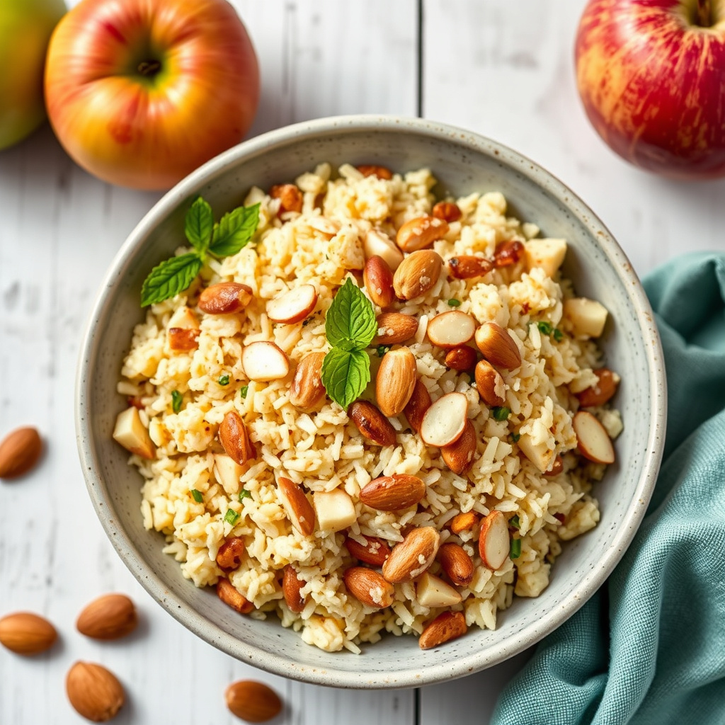 Eple- og rispilaf med ristet mandel