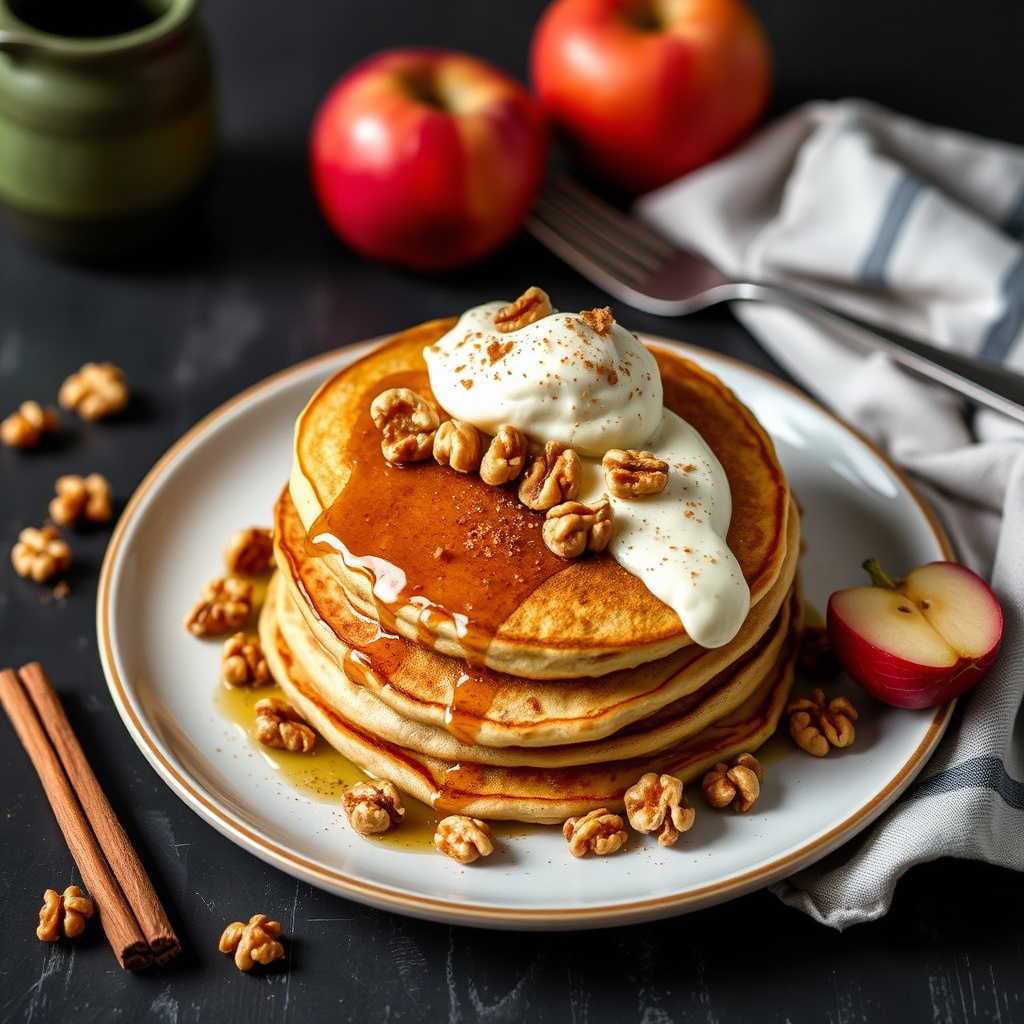 Epleknekkepannekaker med kanelkrem