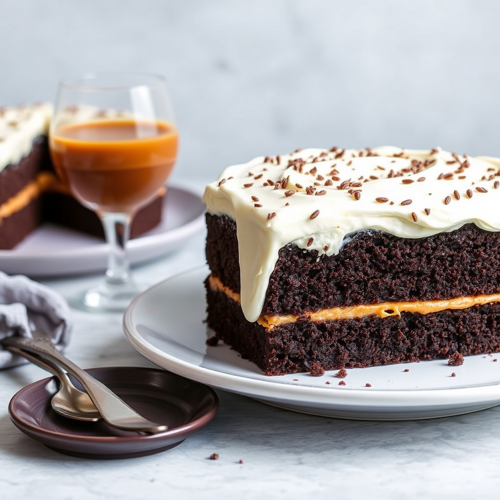 Espressokake med toskansk likørsmørkrem og karamellglass