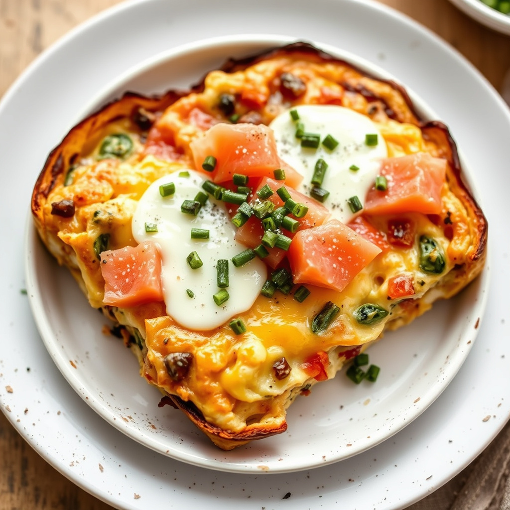Everything-Bagel-Toppa Strata med kapersrelish og røkt laks