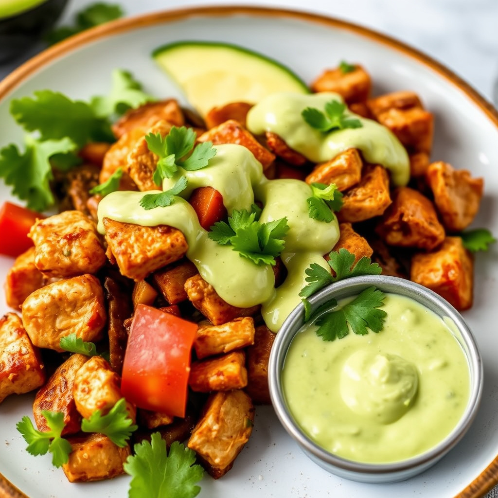 Fajitas med kalkun og kremet avokadosaus