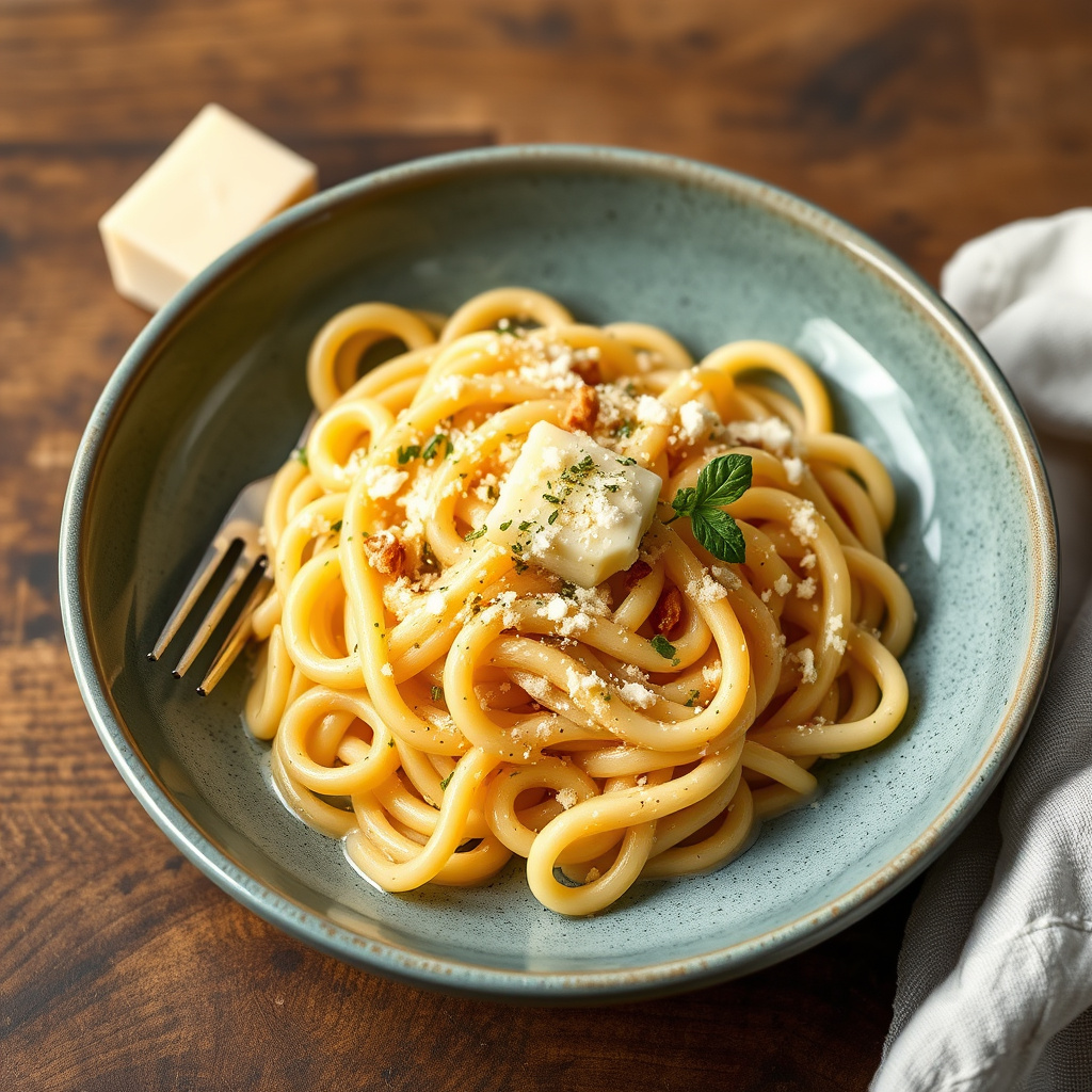 Fedelini-pasta med smør og hardrevet ost