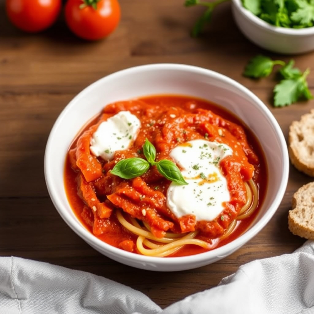 Fem-minutters tomatsaus med ricotta og Parmigiano