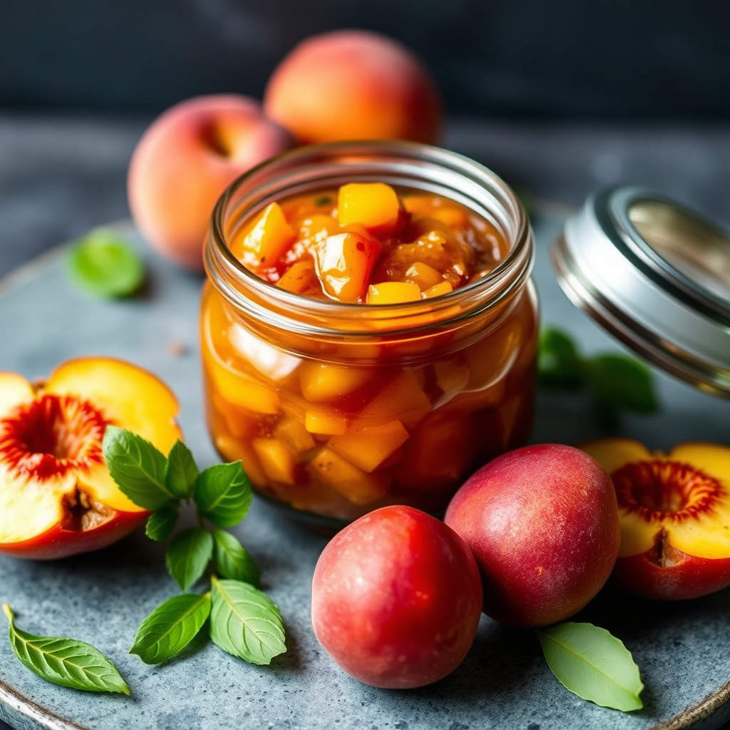 Fersk ferskenchutney med chili og ingefær