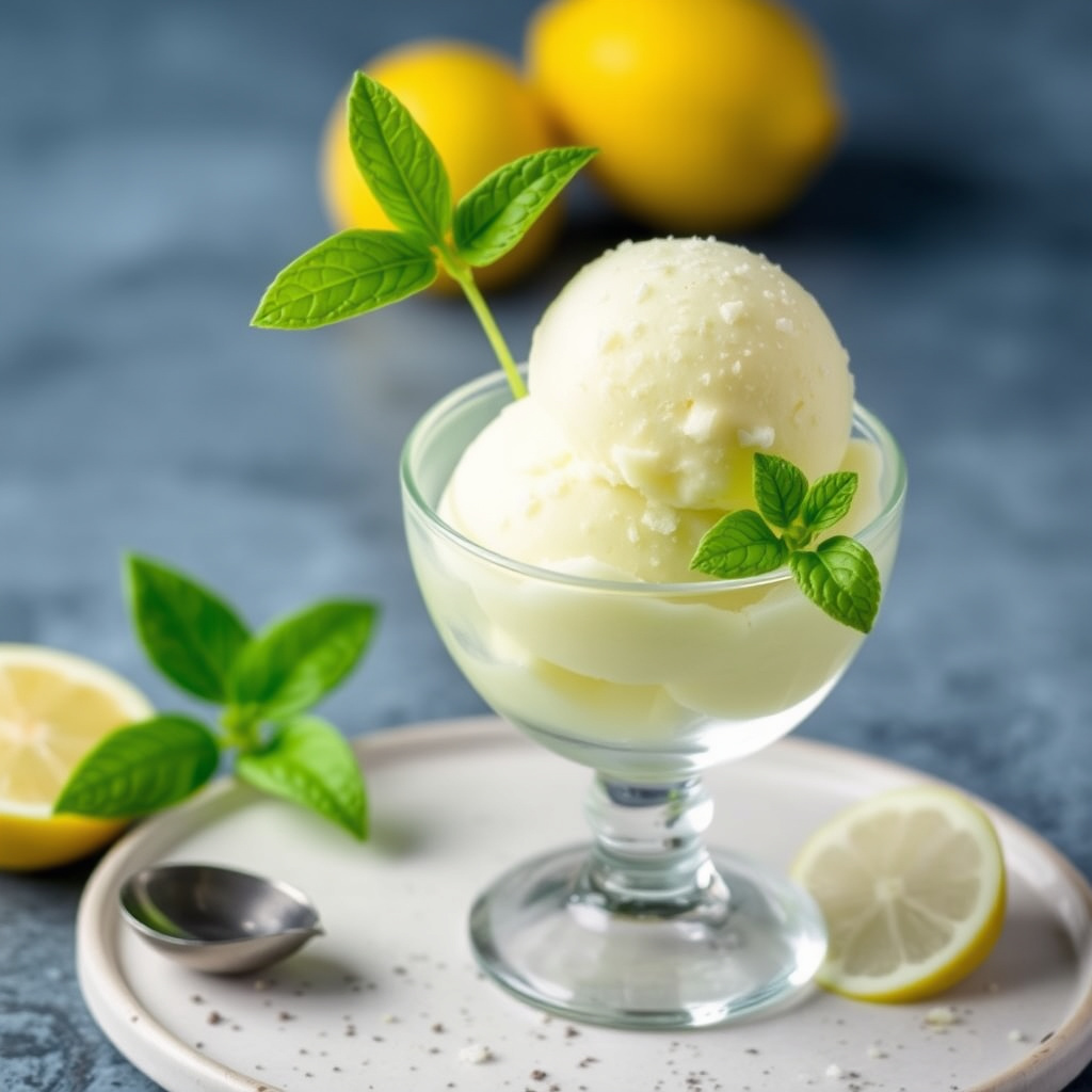 Fersk sitrongress-sorbet