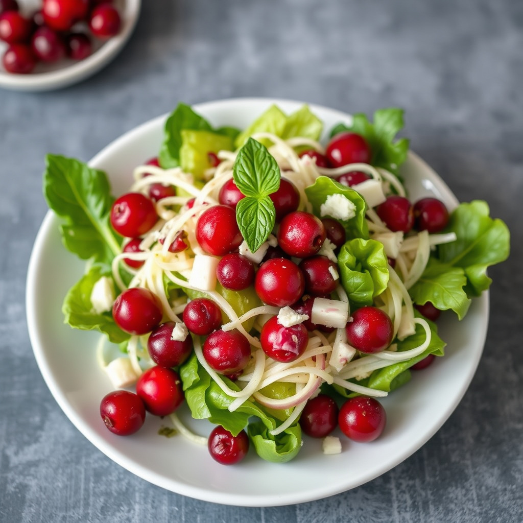 Frisk tranebærsalat med marshmallow og ananas