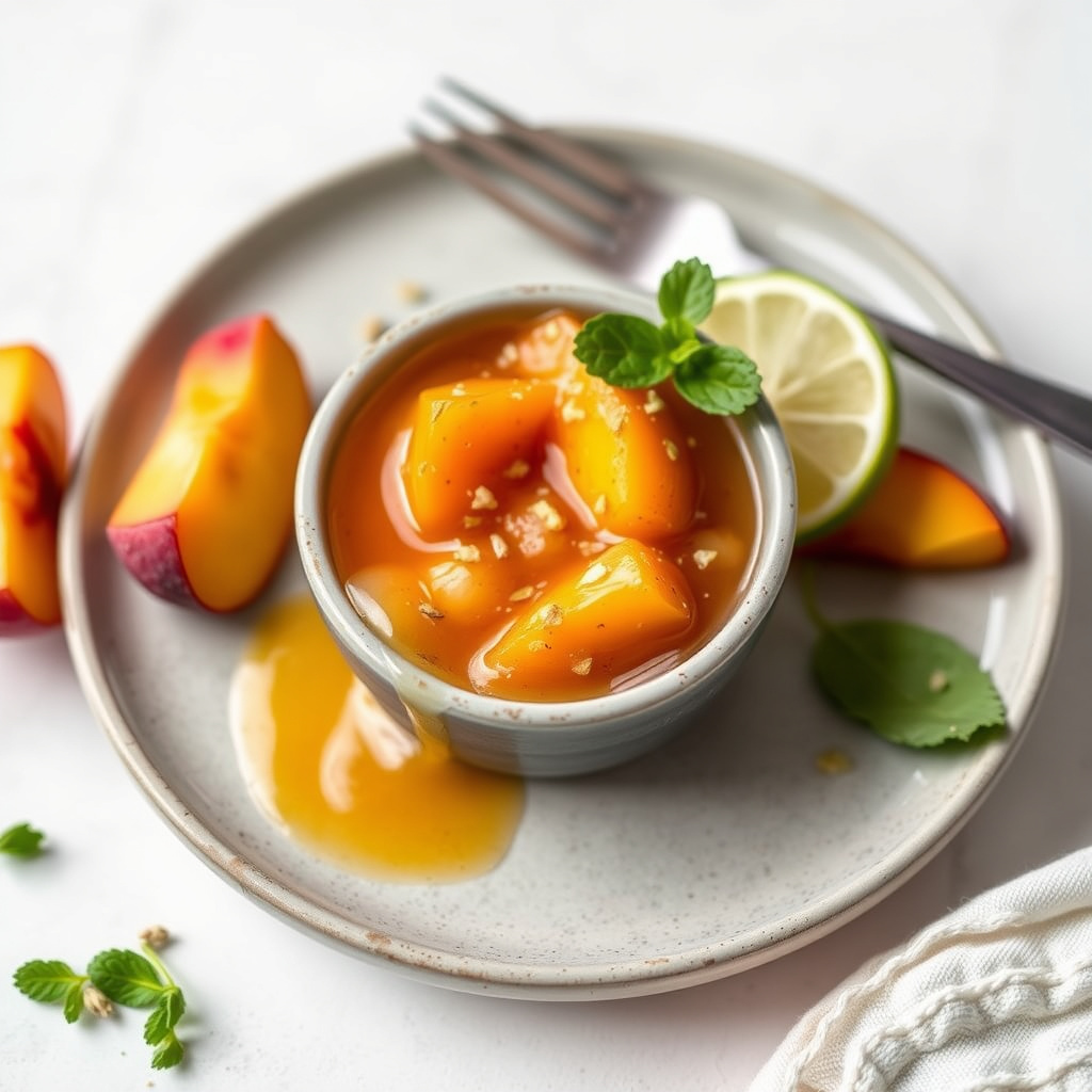 Fersken-, lime- og kardemommesaus