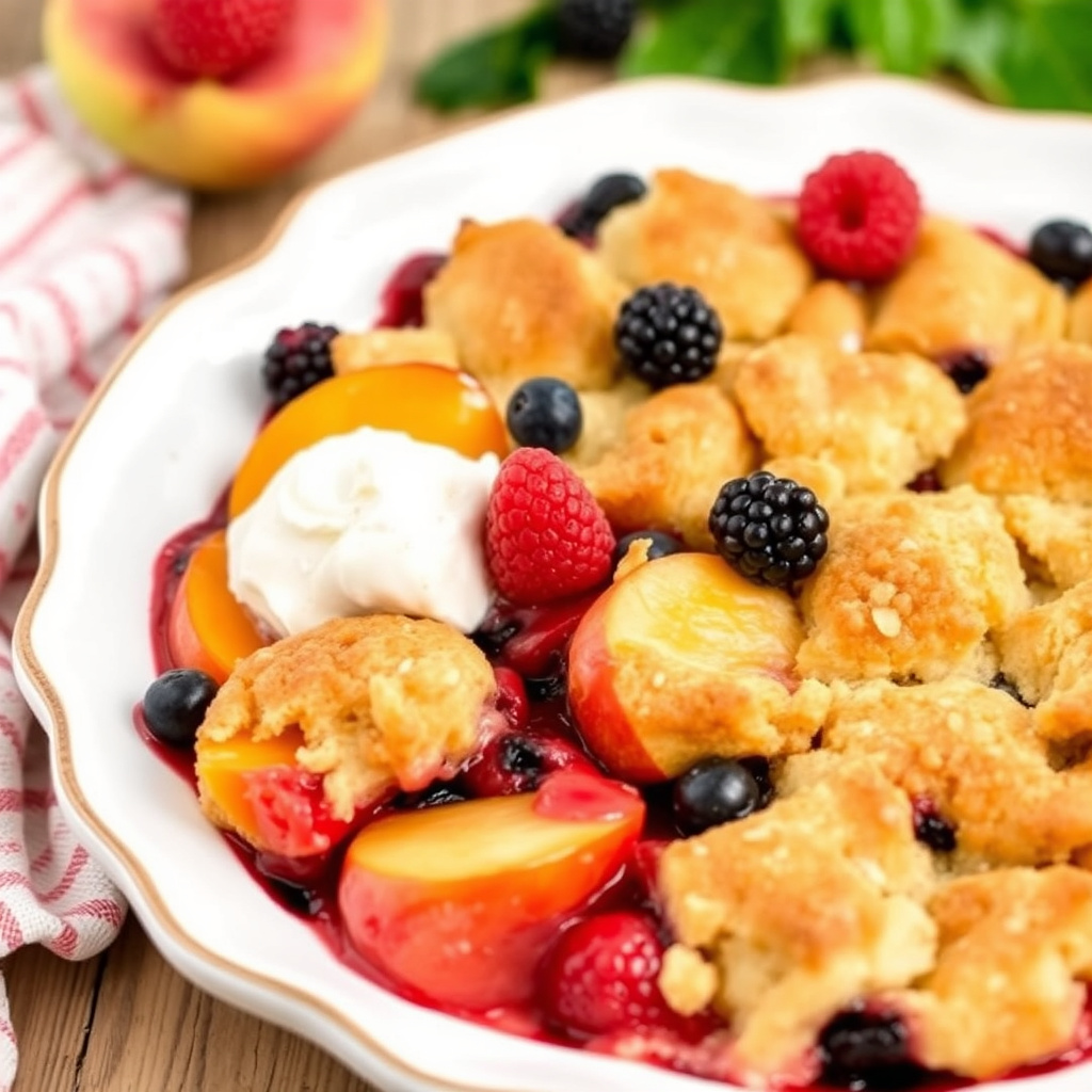 Fersken- og bærkake