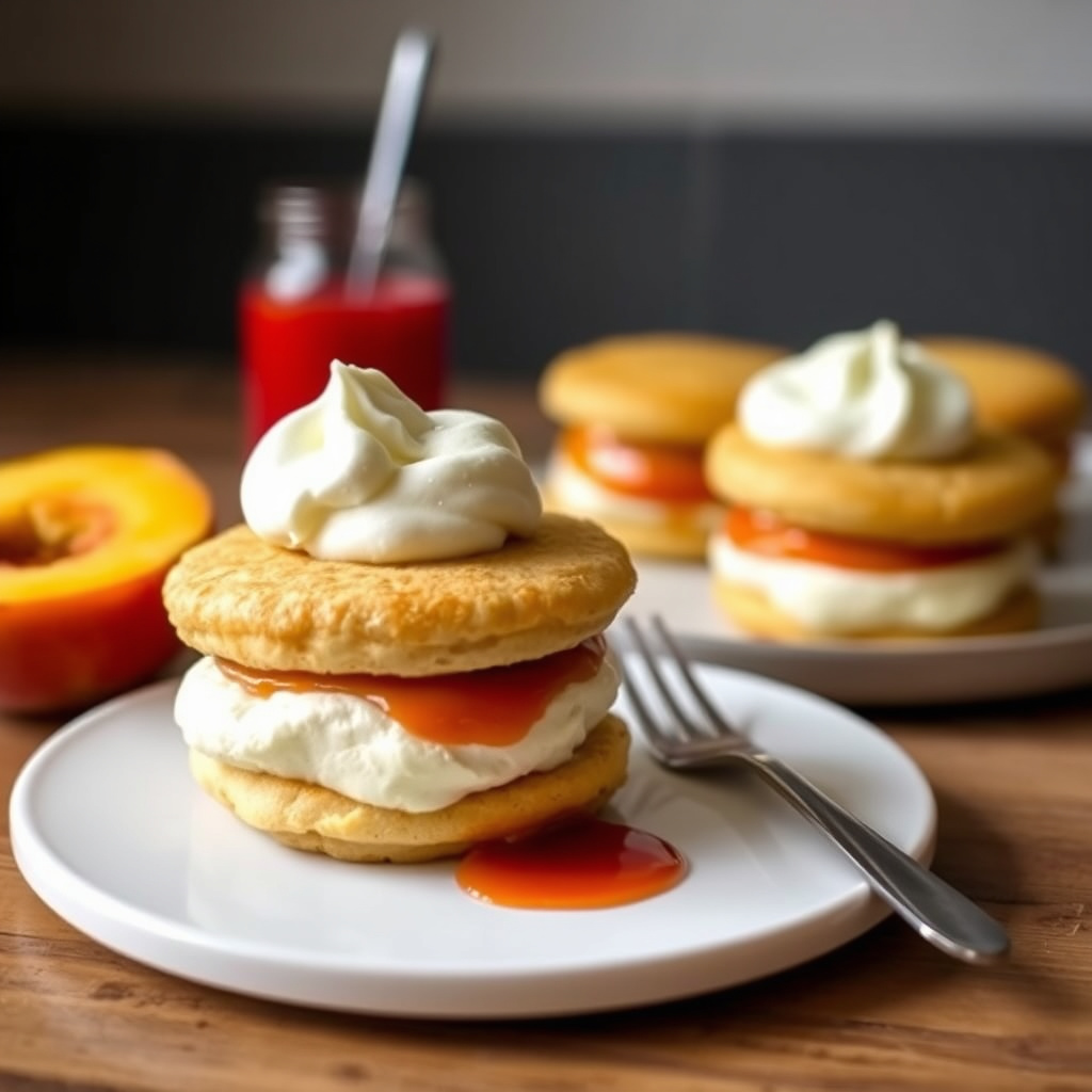 Fersken Patty-Cakes med krem