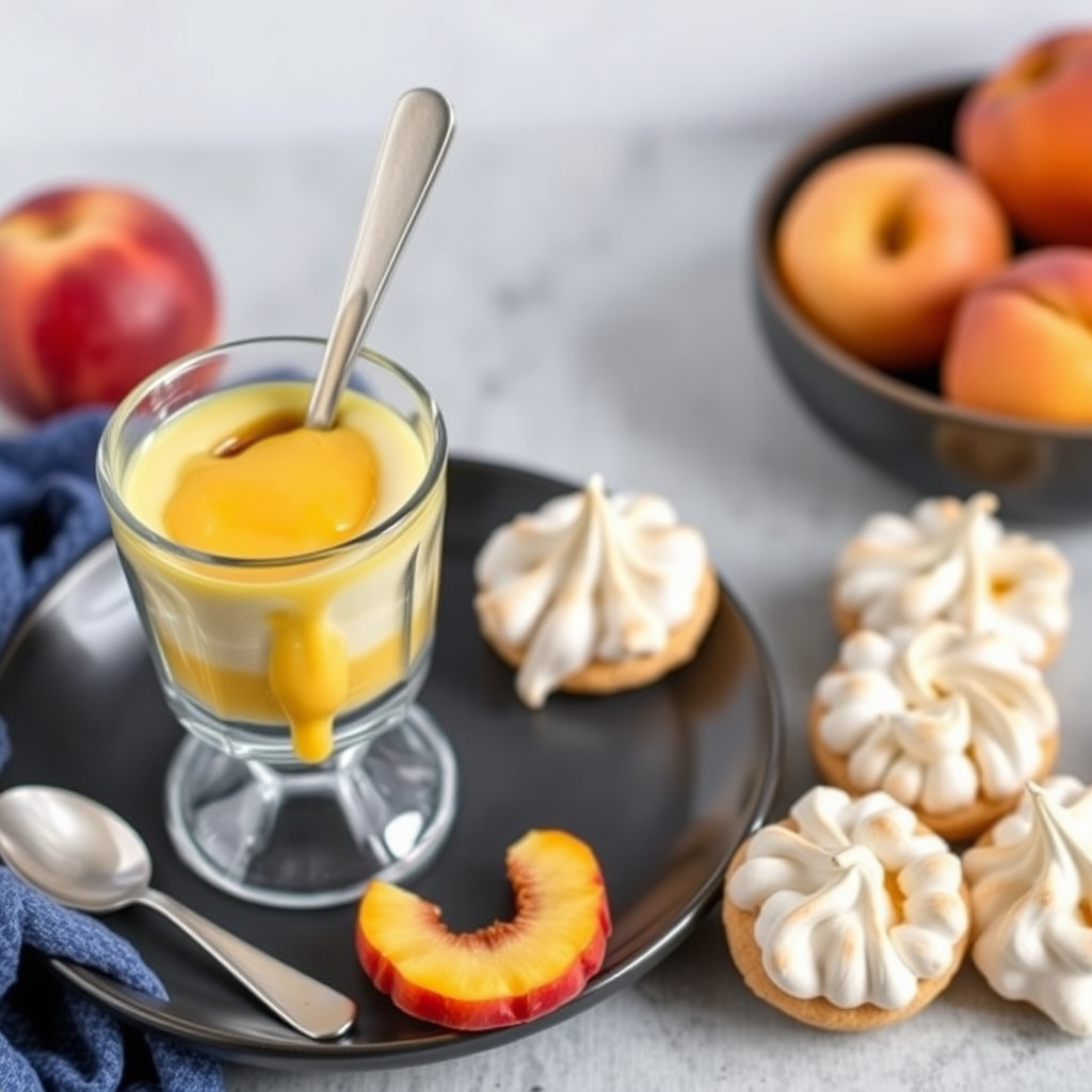 Ferskenfondue med marengskjeks