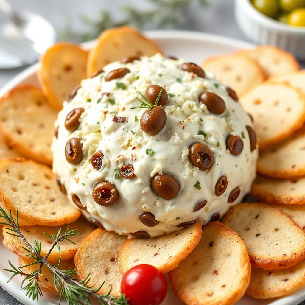 Festlig oliven- og oste-kule
