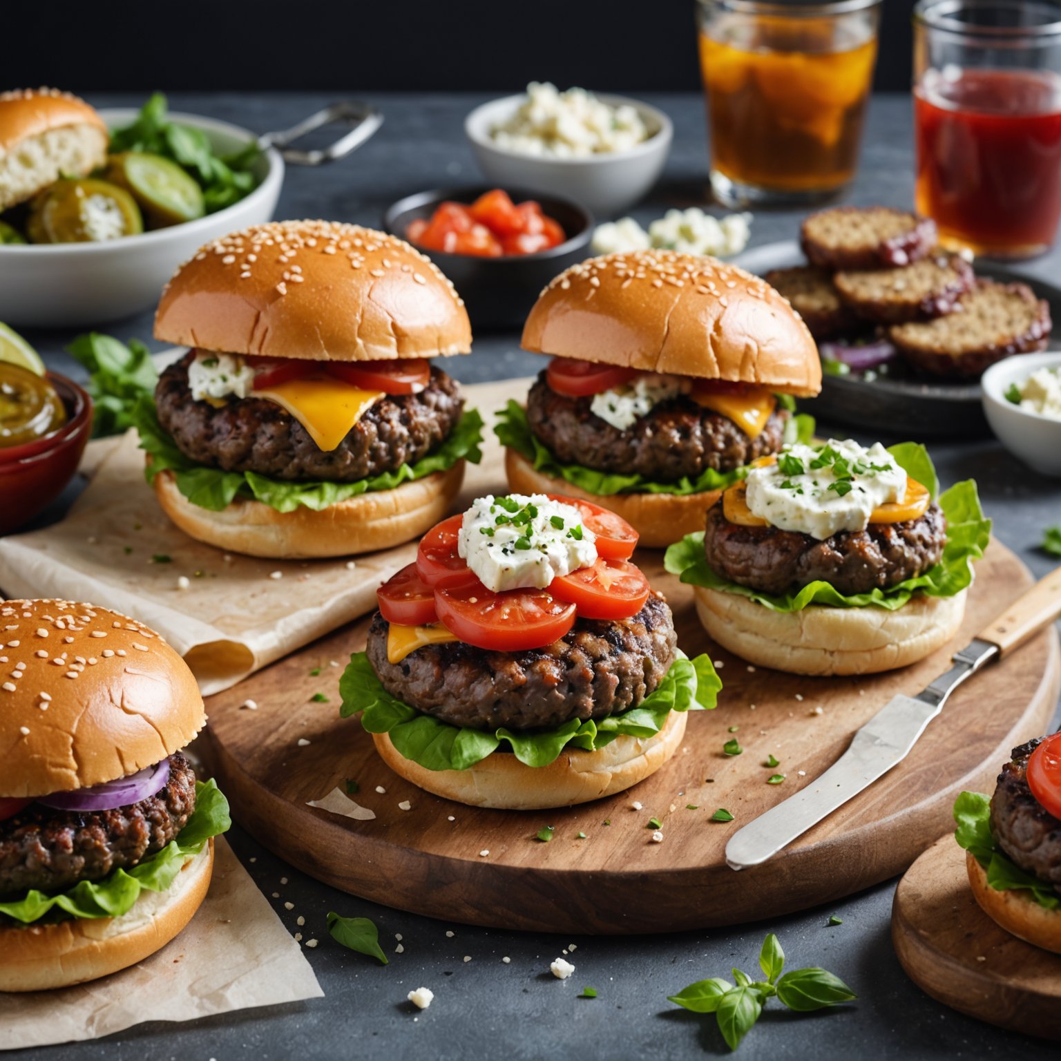 Feta-fylte hamburgere