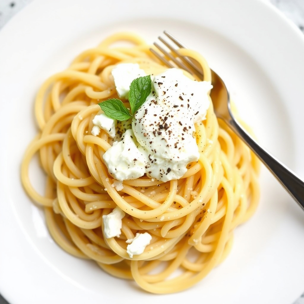 Fettuccini med trøffelolje, sitron og ricotta