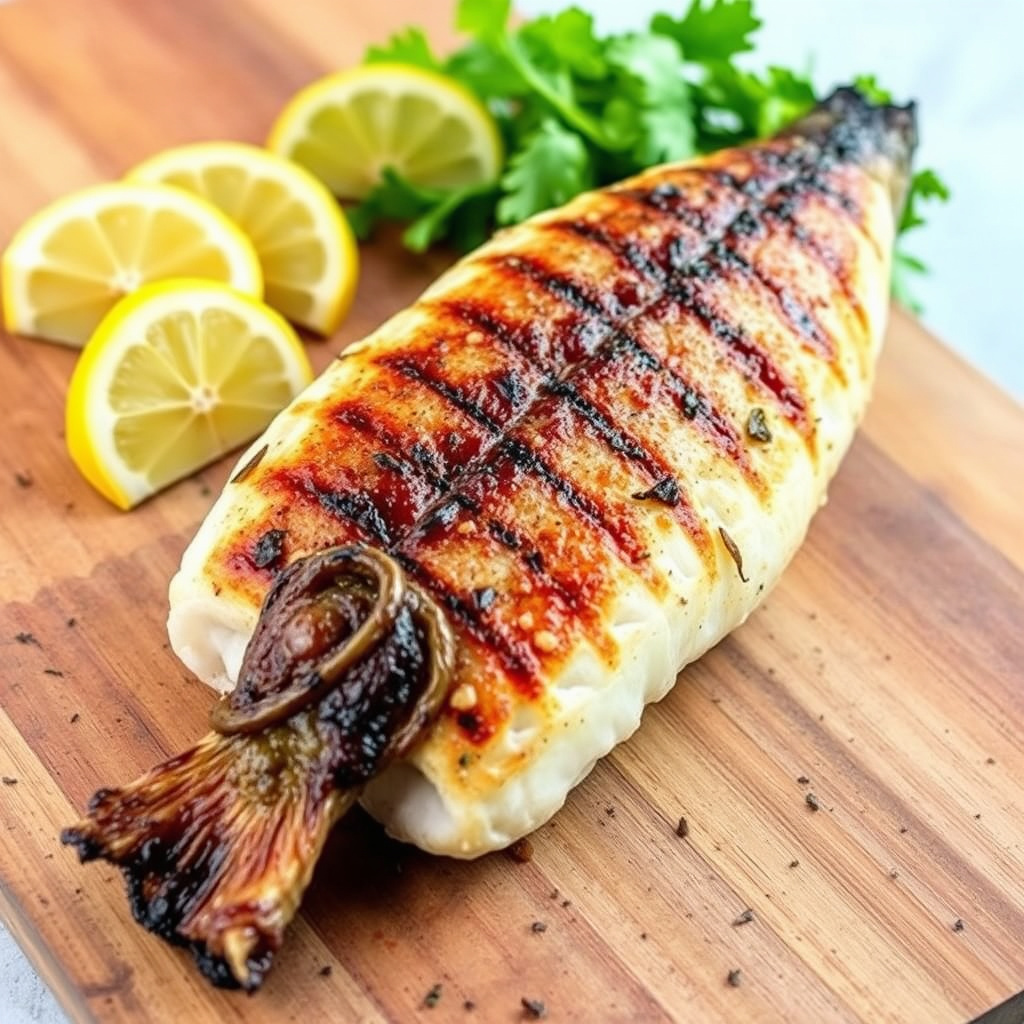 Fisk grillet på sedertreskive