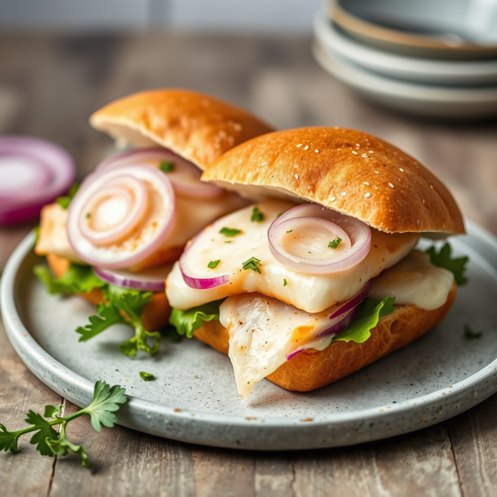 Fisk- og sylteagurksandwich