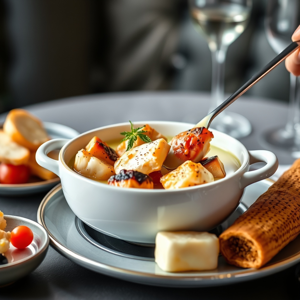 Fiskefondue med syv sauser