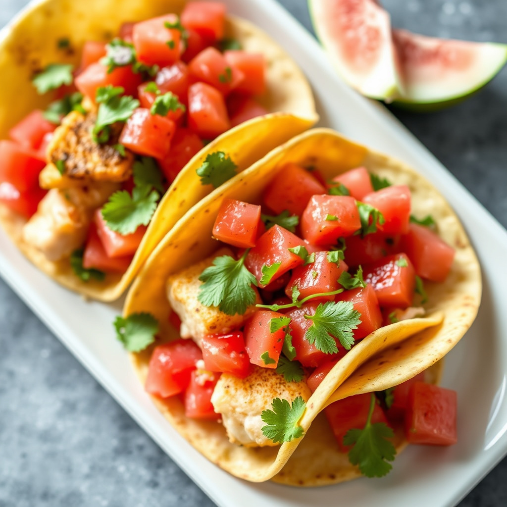 Fisketacos med vannmelon salsa