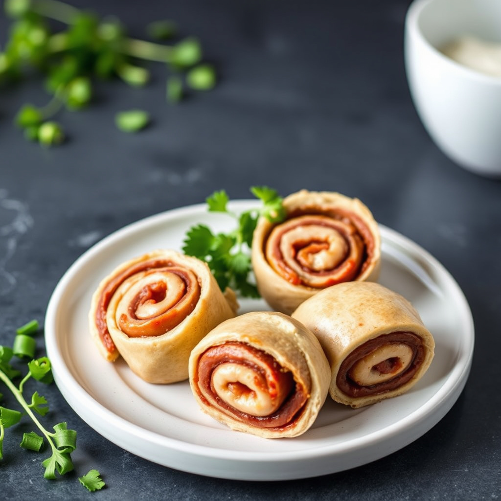 Fylte flankestekruller med spinat og ost