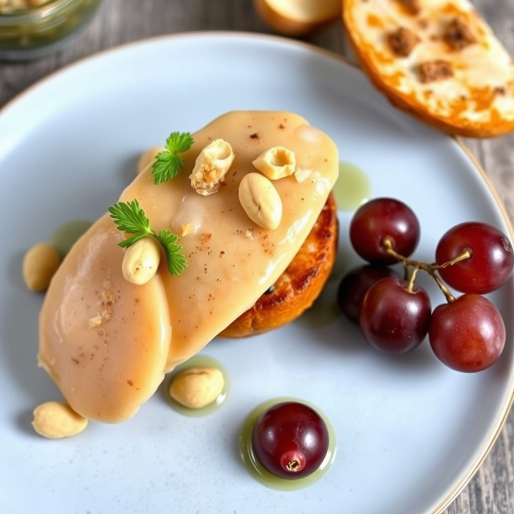 Foie gras, peanøtt og druer