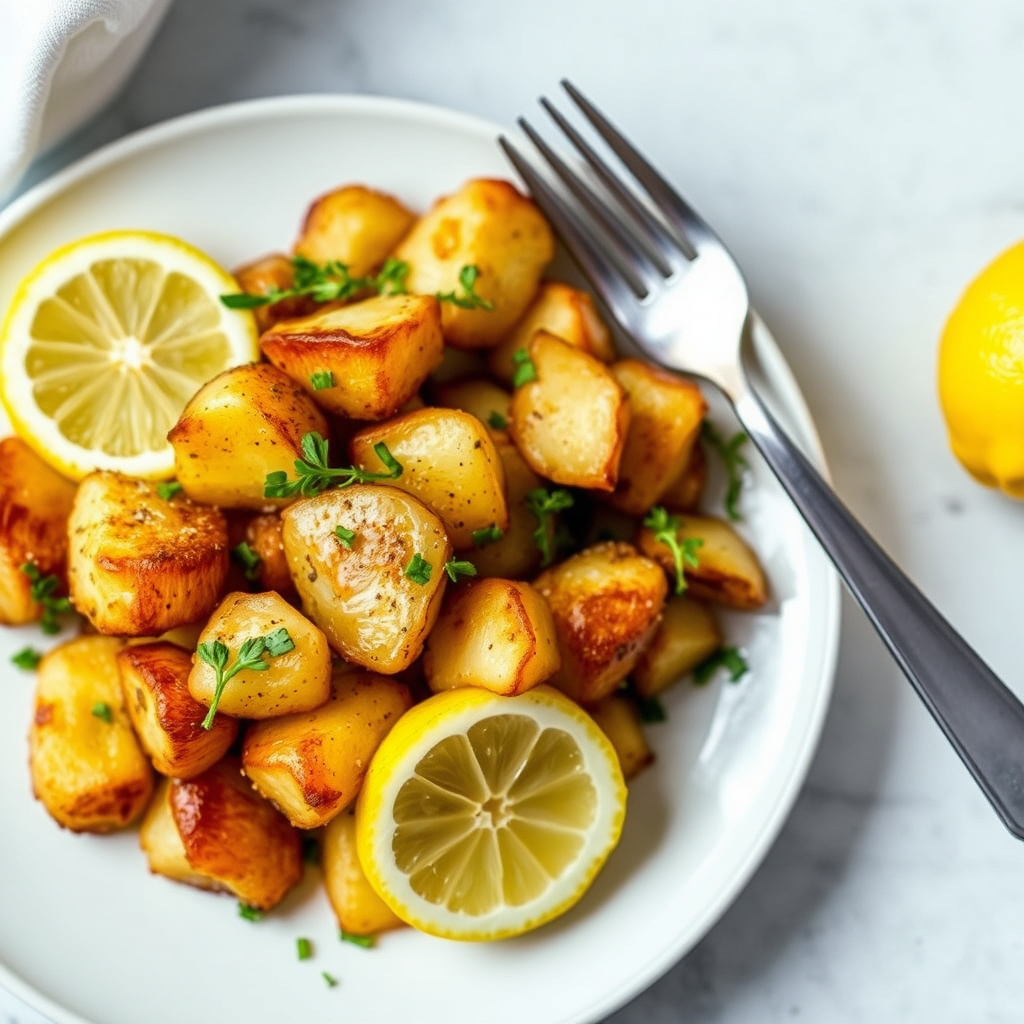 Fried Smashed Potatoes med sitroner