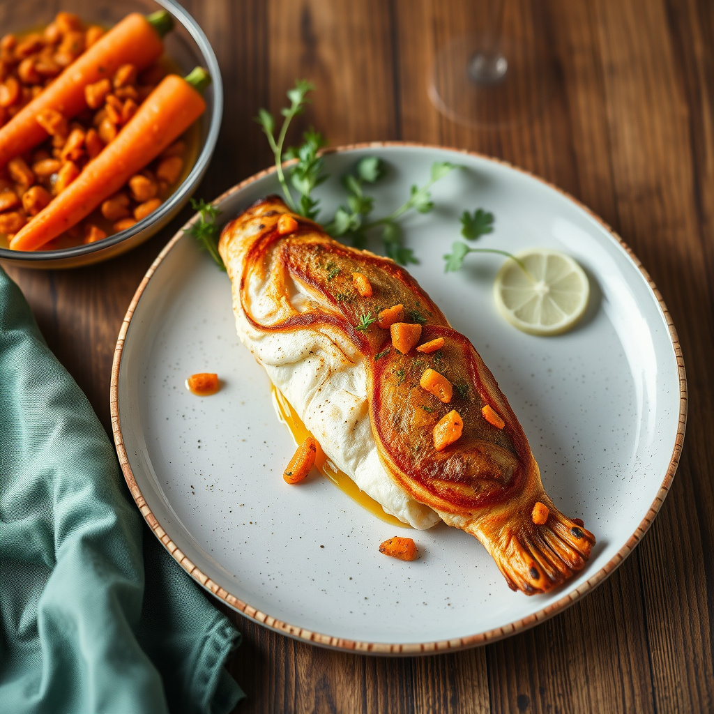 Friteret fisk med gulrot-escovitch