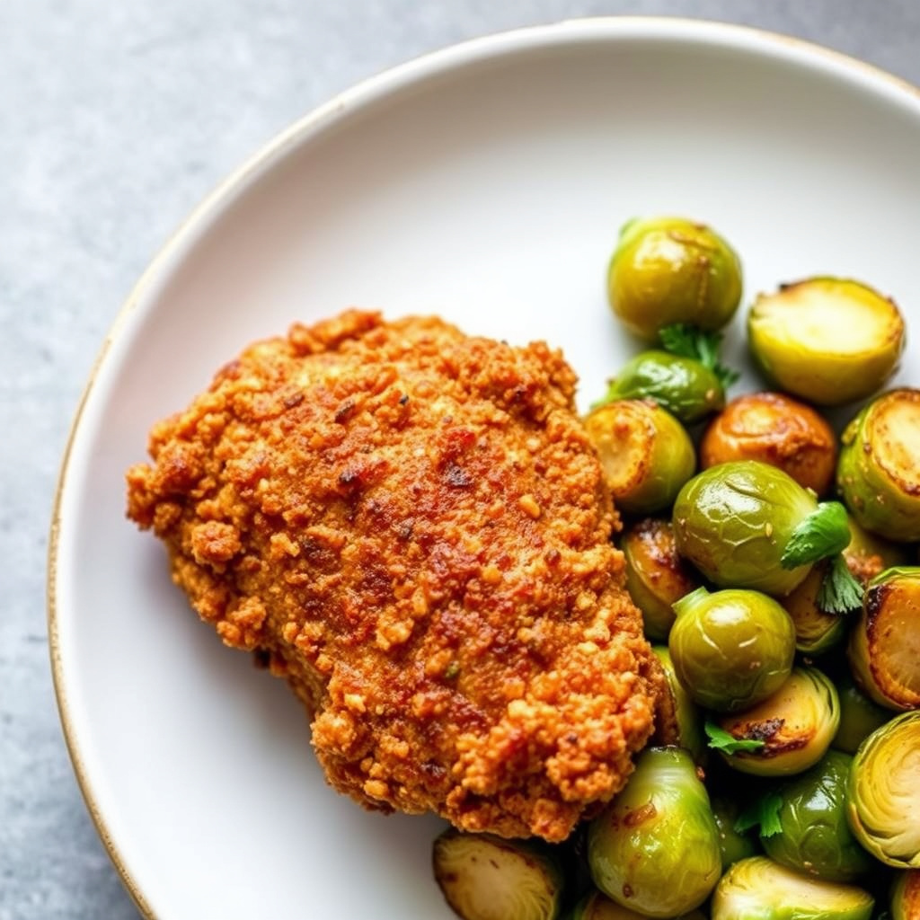 Fritert kylling med ovnsbakte rosenkål